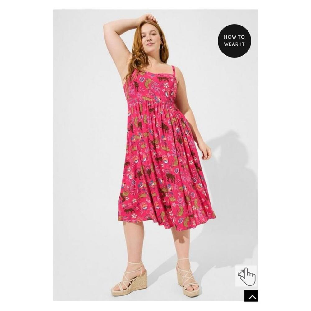 Torrid Pink Leopard Print Rayon Slub Sweetheart Tank Dress Sz.4 NWT